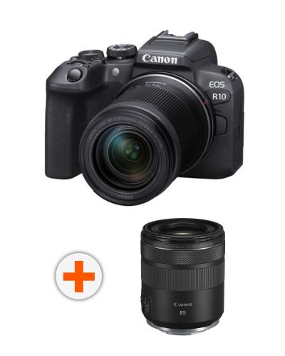 Безогледален фотоапарат Canon - EOS R10, RF-S 18-150, IS STM, Black + Обектив Canon - RF 85mm f/2 Macro IS STM - 1